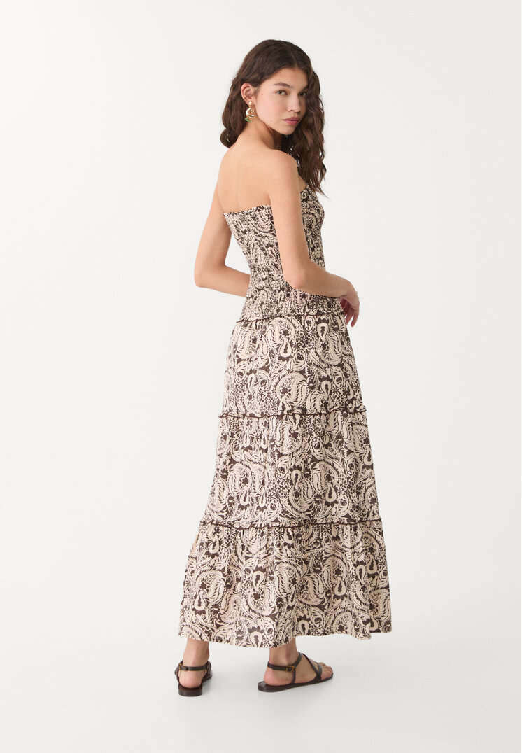 vestido midi fluido estampado