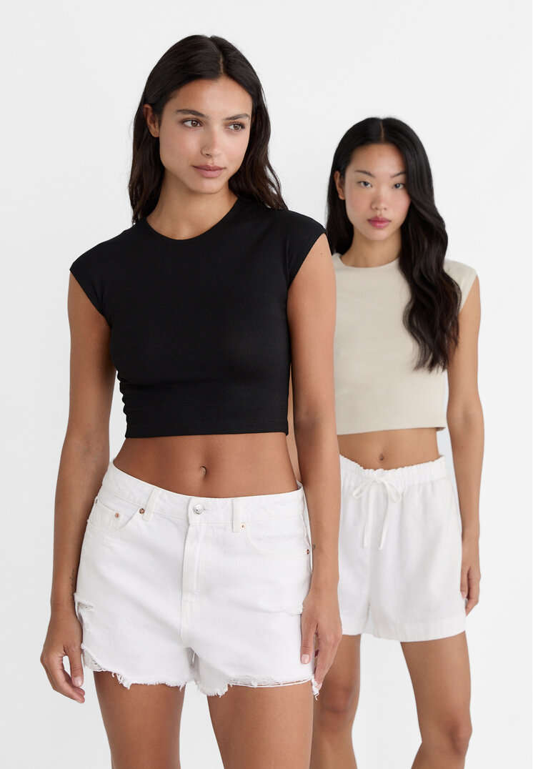 pack 2 camisetas basicas ajustadas crop