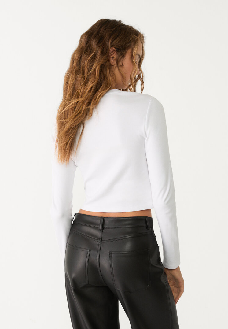 camiseta crop manga larga algodon