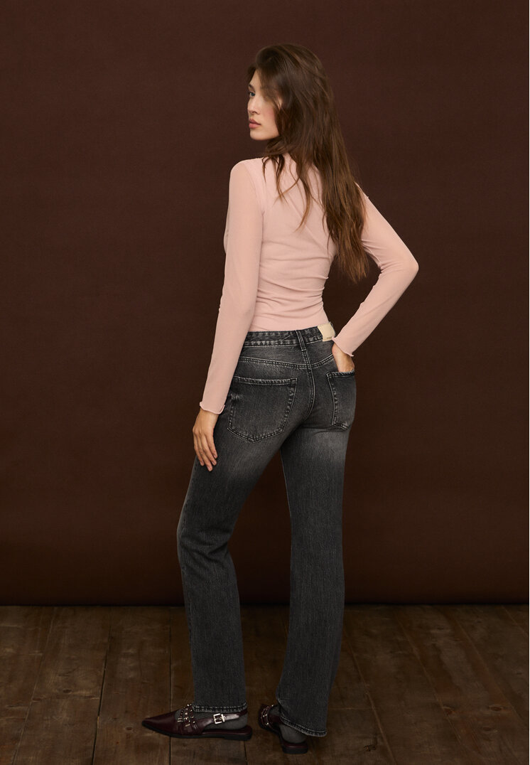 Stradivarius Body in tulle effetto arricciato Rosa cipria XS