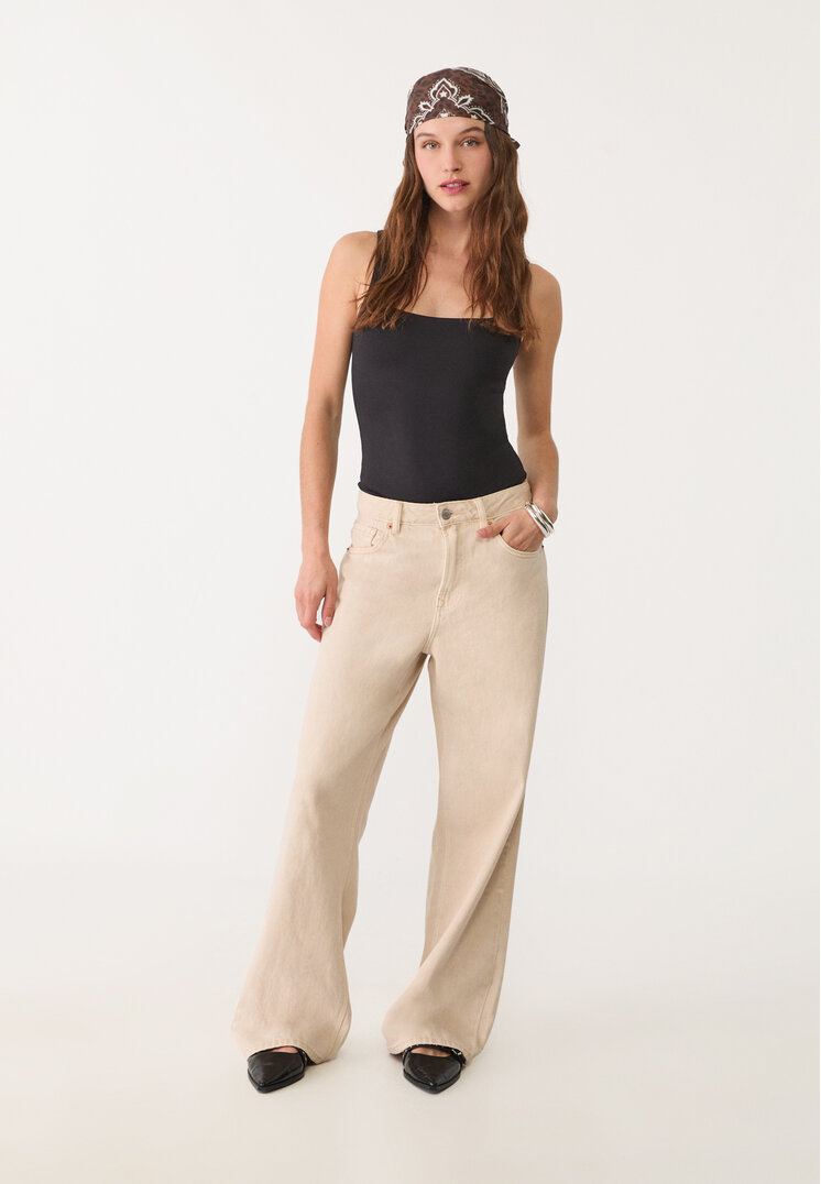 Stradivarius Body Cu Decolteu Pătrat Negru L