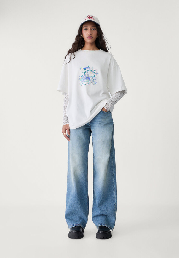 camiseta oversize heavy cotton estampado