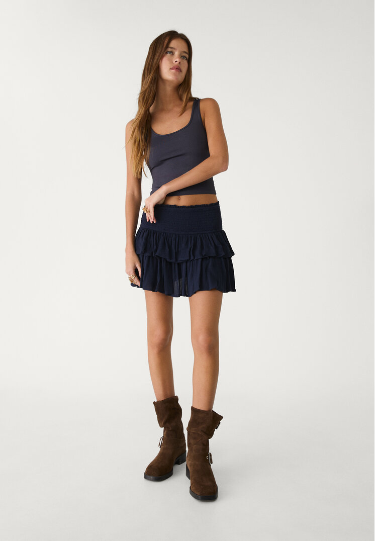 Stradivarius Tricou Din Poliamidă Bleumarin S