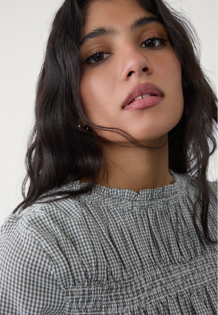 camisa frunces cuadro vichy