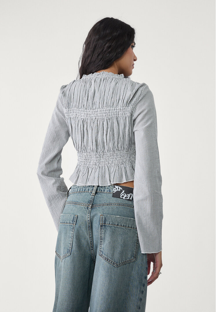 camisa frunces cuadro vichy