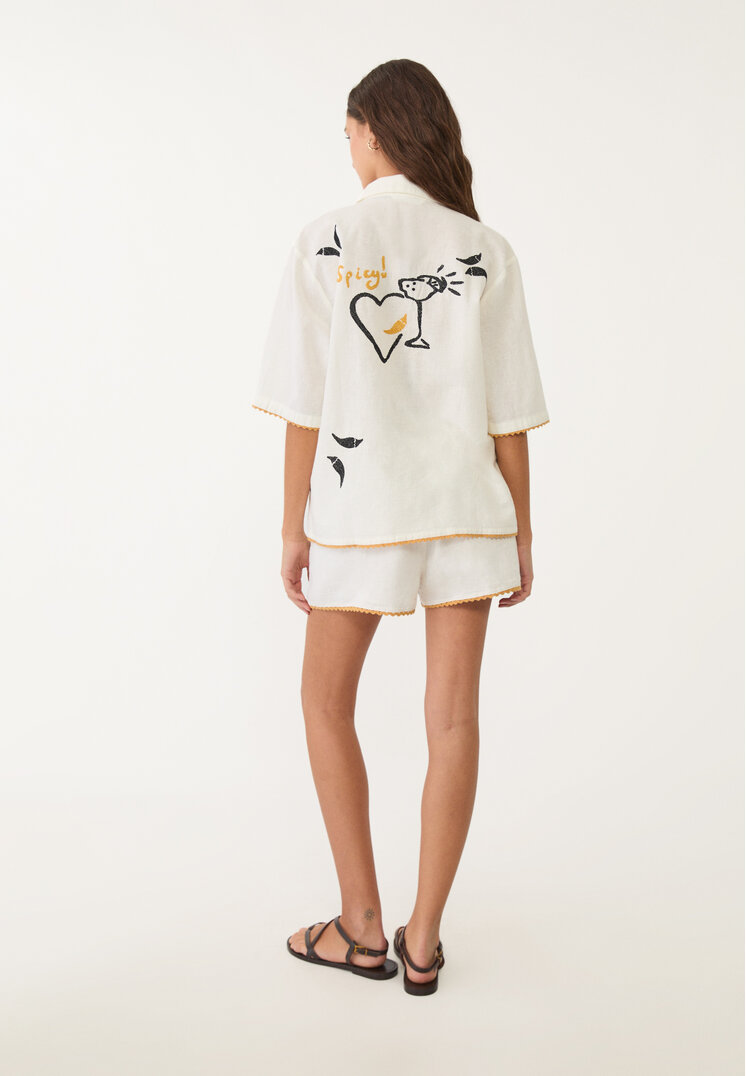 camisa bordados con lino