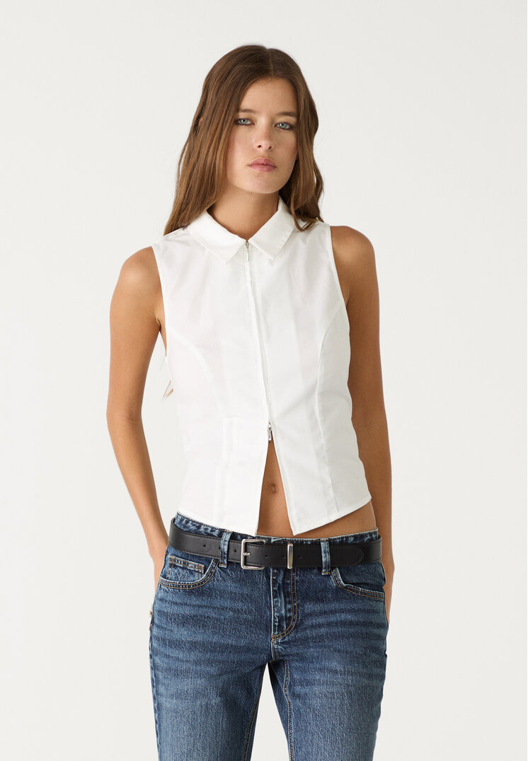 camisa fitted sin mangas cremallera