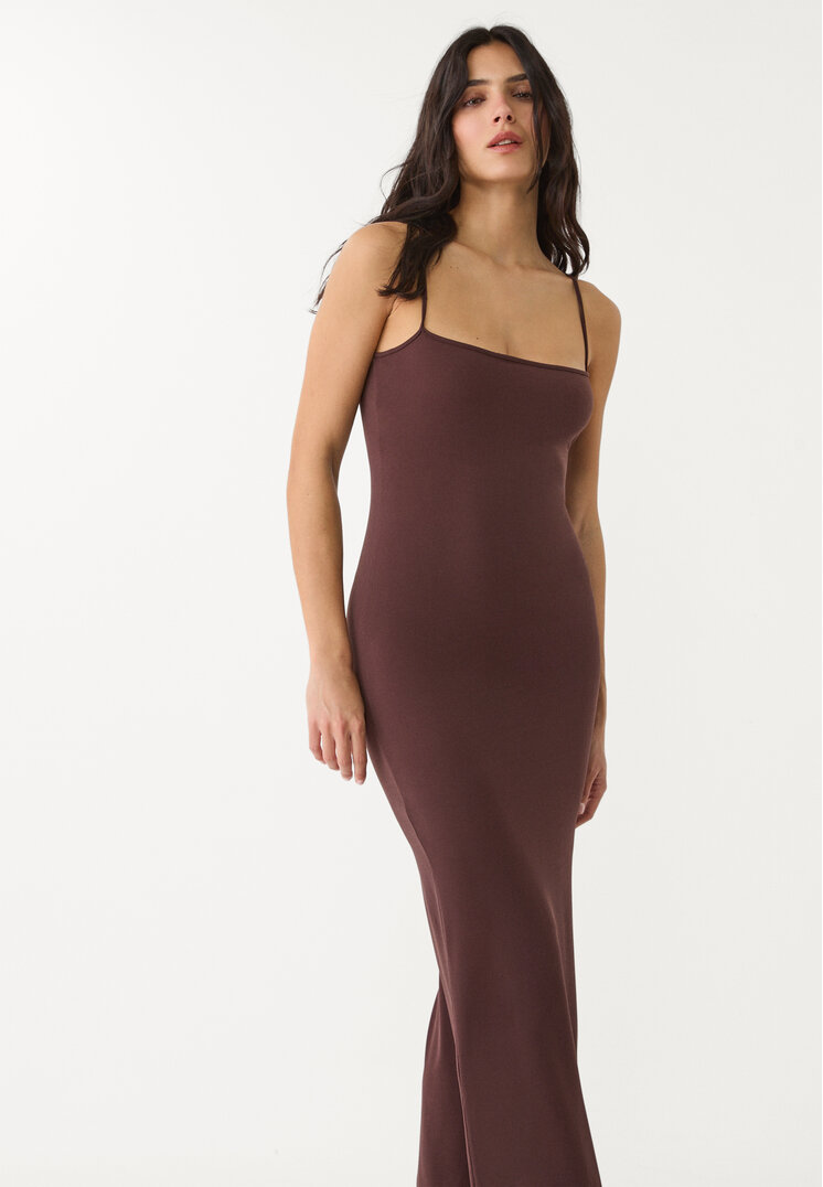 Stradivarius Long strappy dress  Brown M