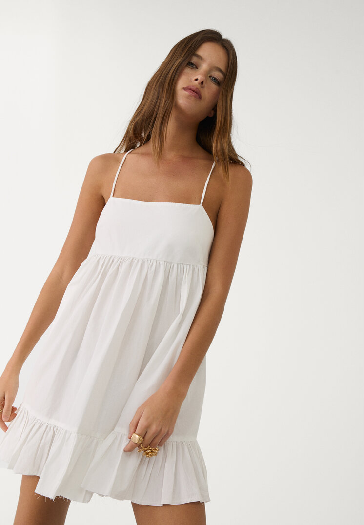 vestido fluido corto popelin
