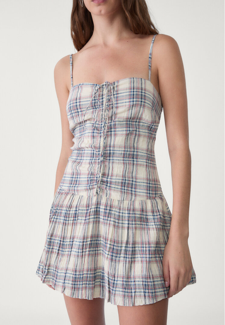 vestido corto globo cuadros
