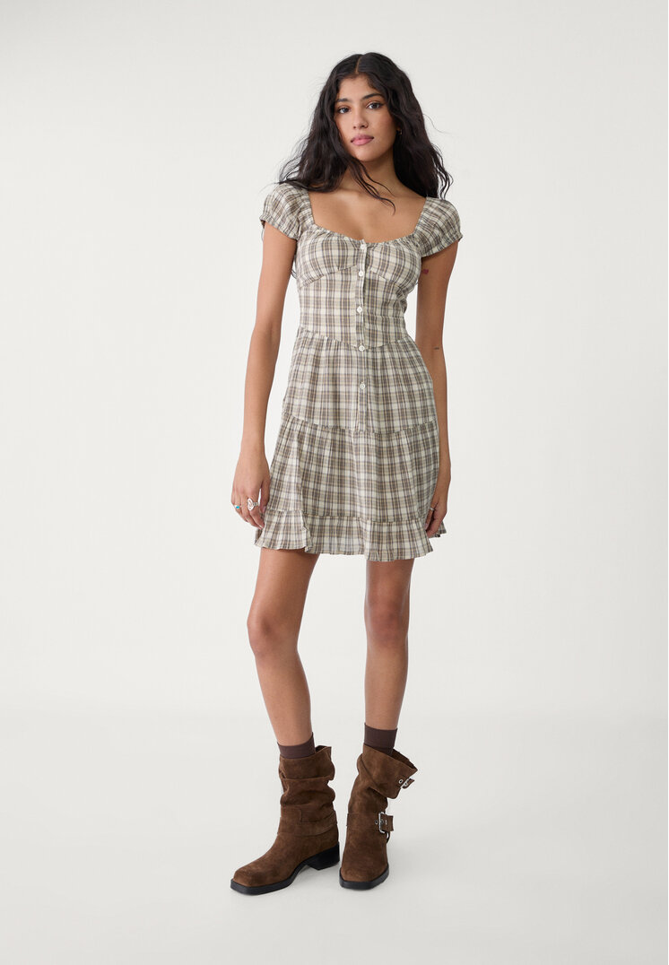 vestido corto cuadros
