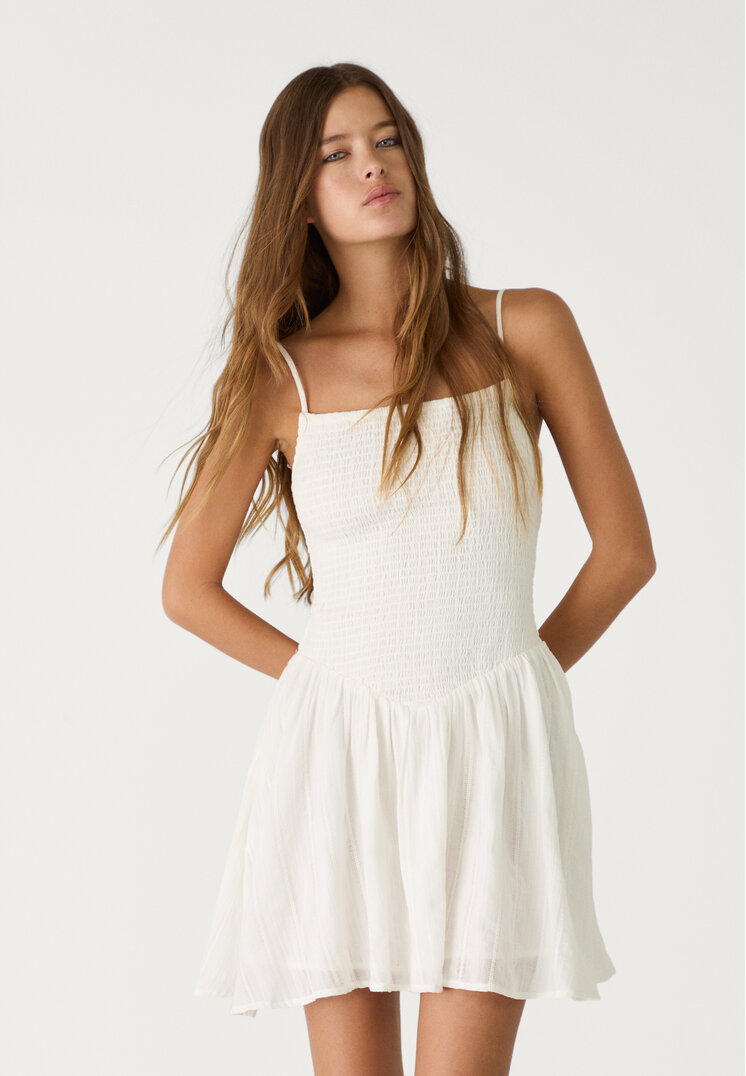 vestido corto tirantes con lino