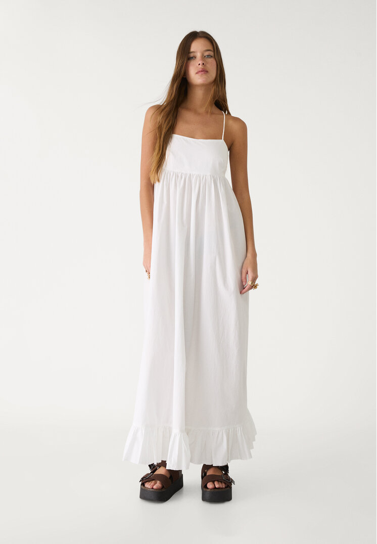 vestido largo popelin