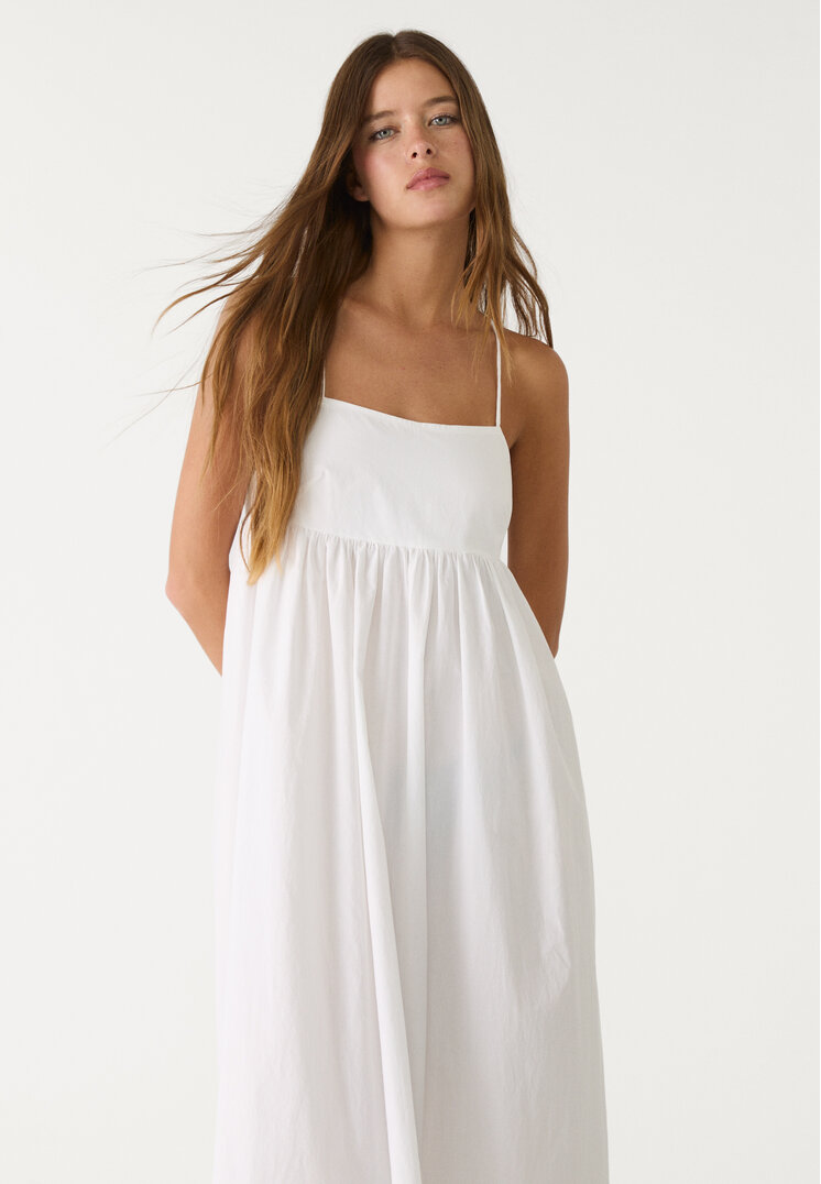 vestido largo popelin
