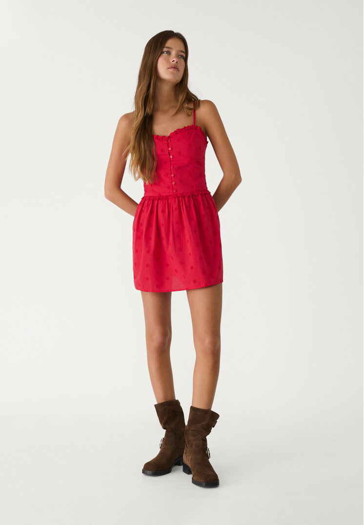 vestido tirantes corto bordados