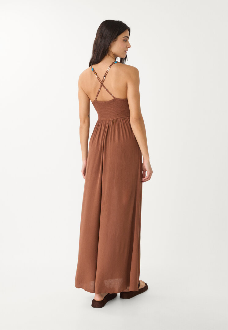 vestido fluido largo abalorios