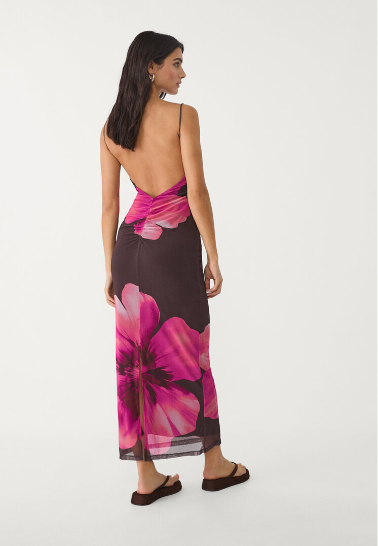 vestido largo tul estampado