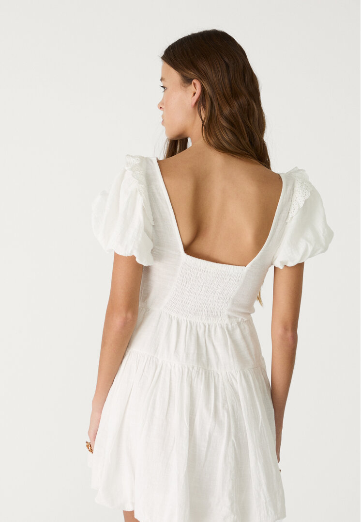 vestido corto globo manga corta