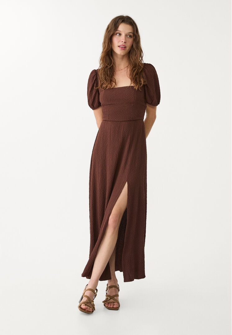 vestido largo fluido espalda cruzada