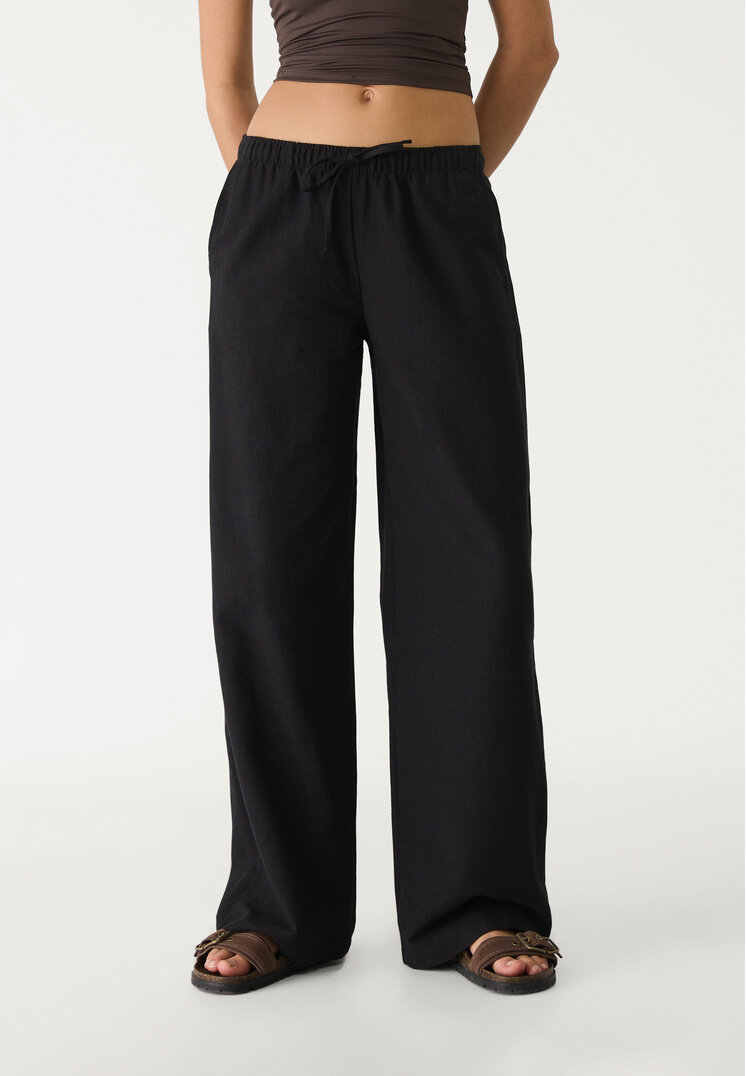 pantalon cordones con lino