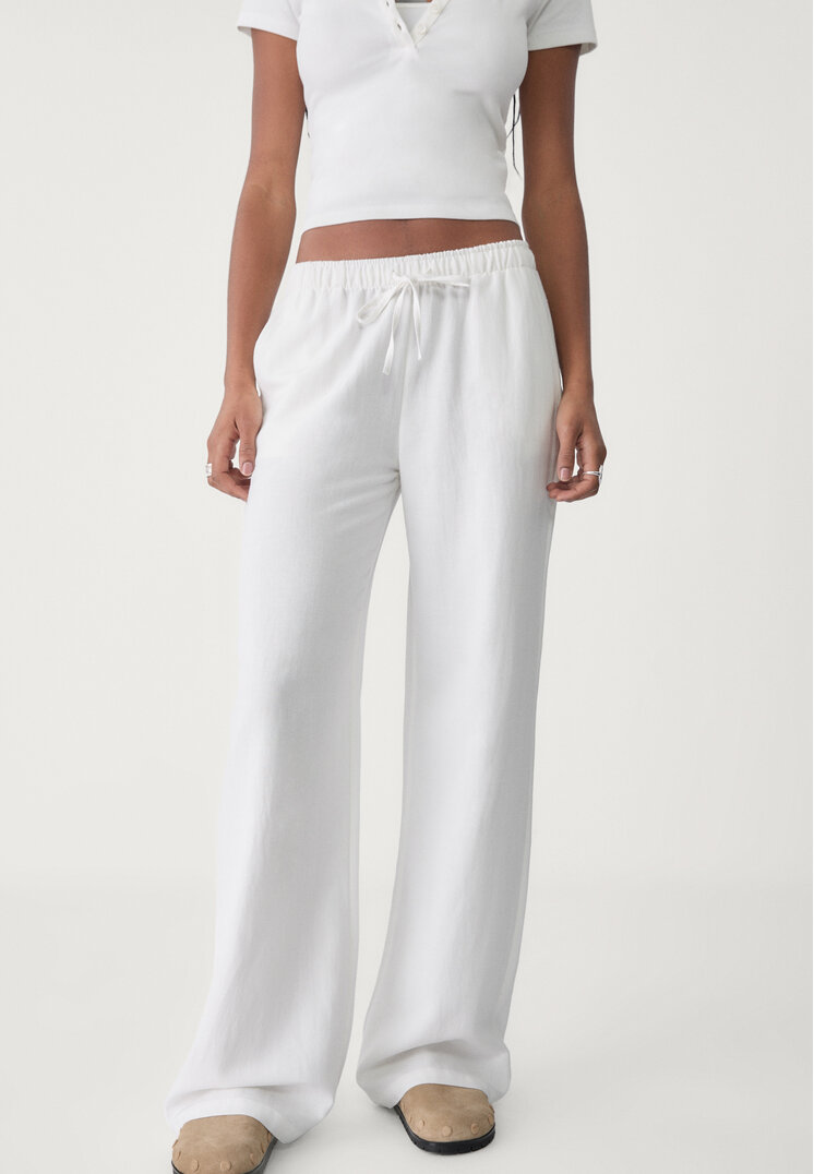 pantalon cordones con lino