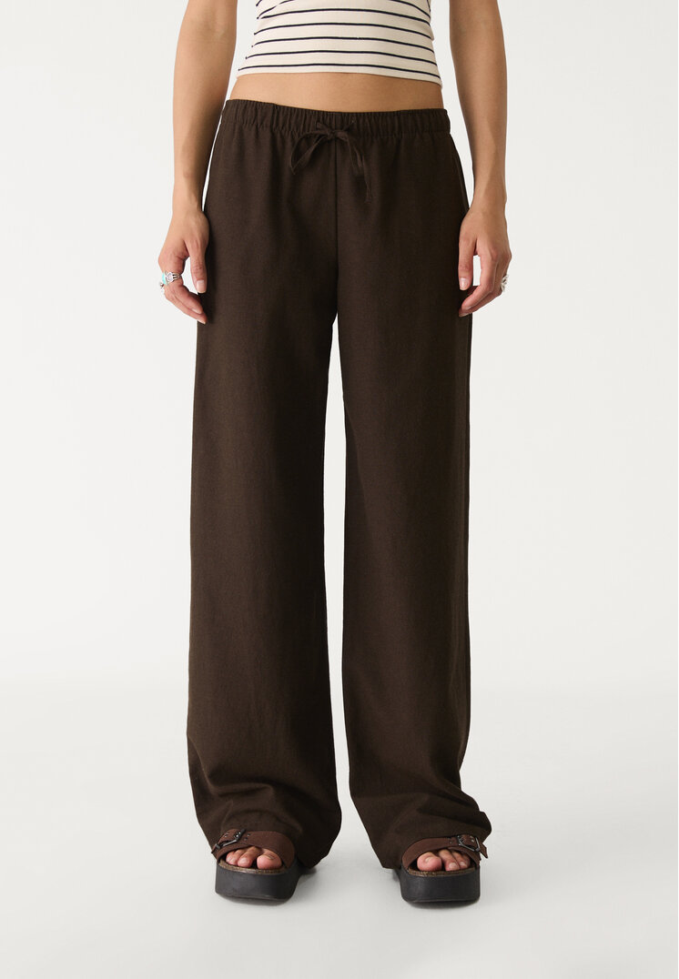 pantalon cordones con lino