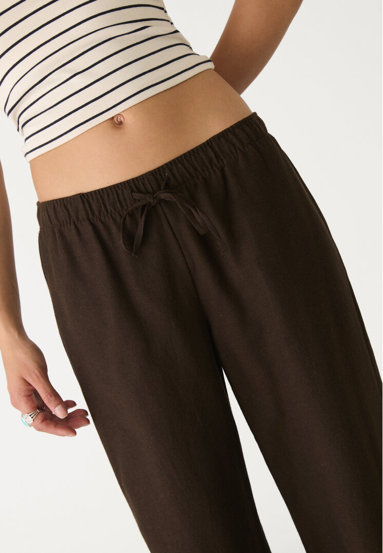 pantalon cordones con lino