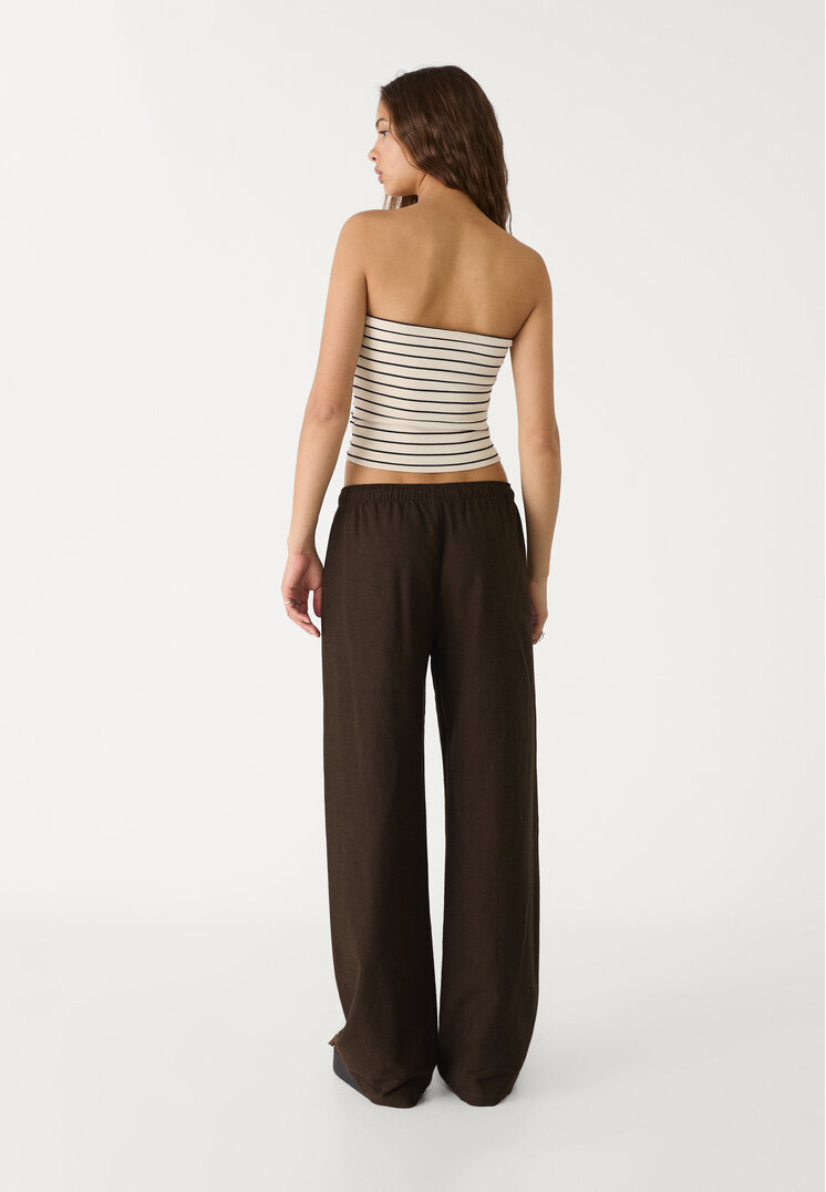 pantalon cordones con lino