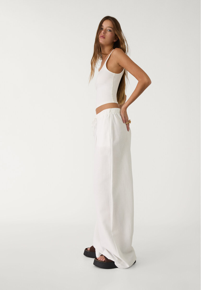 Wide leg linen trousers