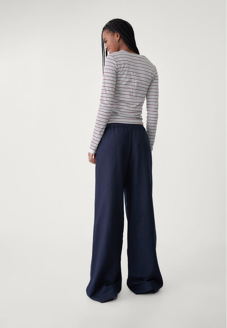pantalon wide leg con lino