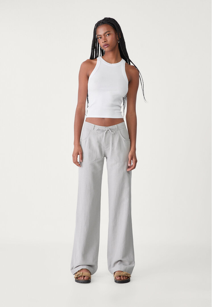 pantalon bolsillo con lino