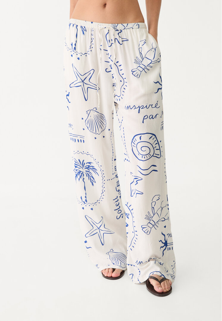 pantalon fluido largo estampado
