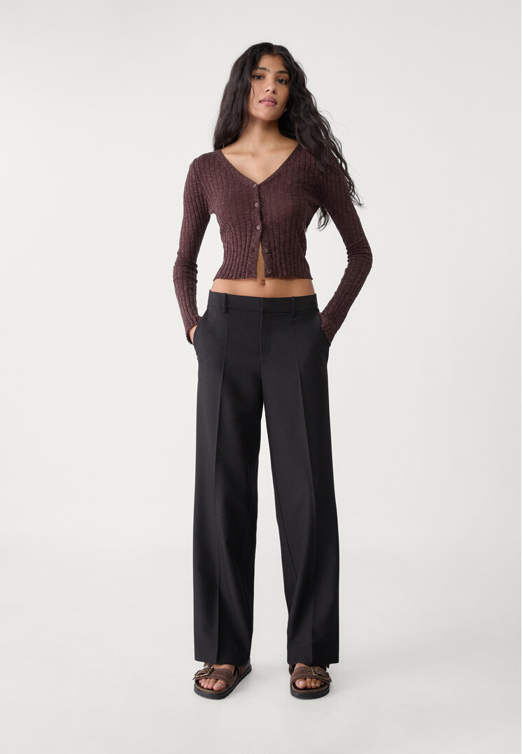 Stradivarius Pantaloni Eleganți Cu Buzunare Negru 44