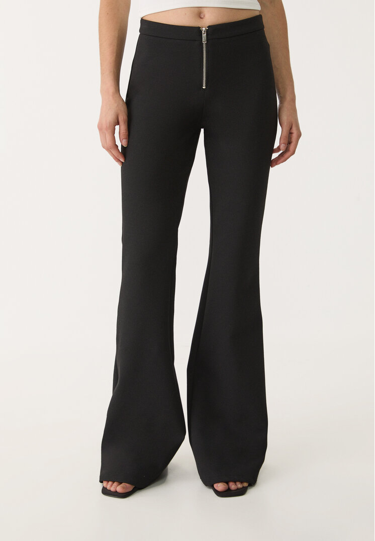 pantalon flare cremallera