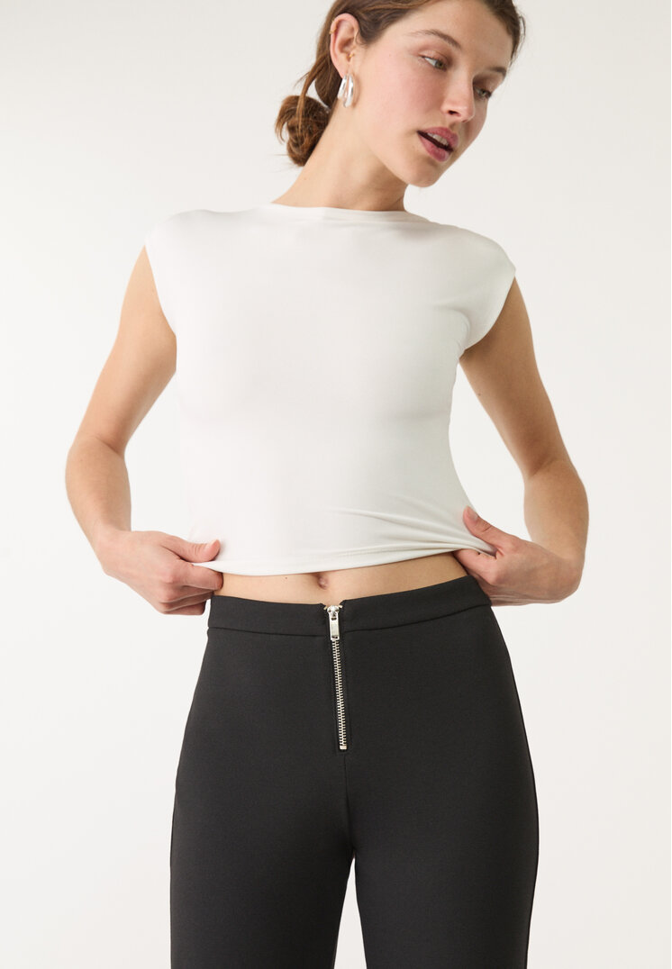 pantalon flare cremallera