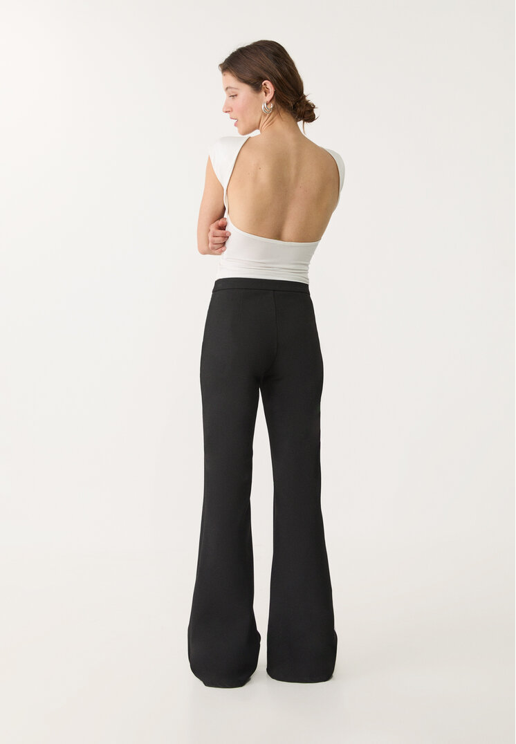 pantalon flare cremallera