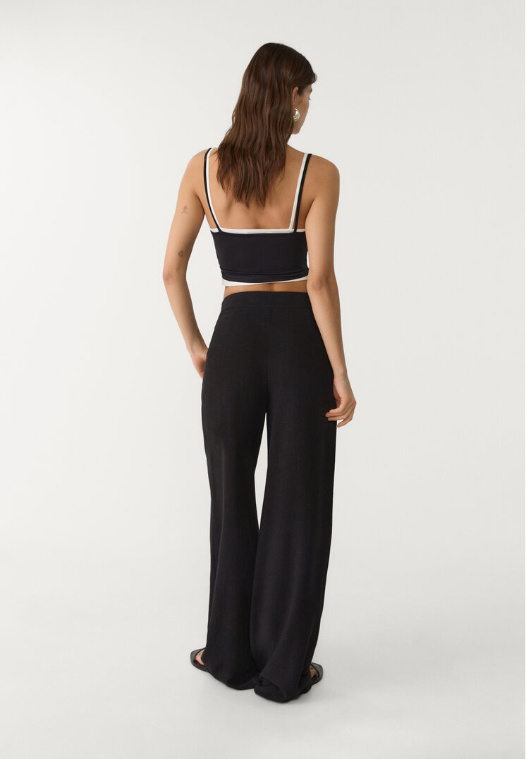 pantalon fluido lazo con lino