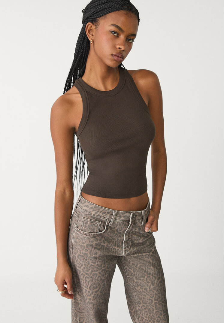 pantalon straight leopardo
