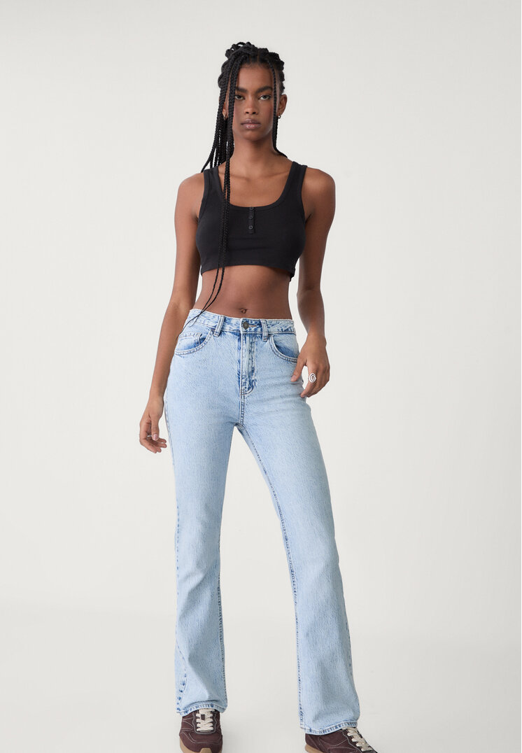 jeans straight high waist comfort