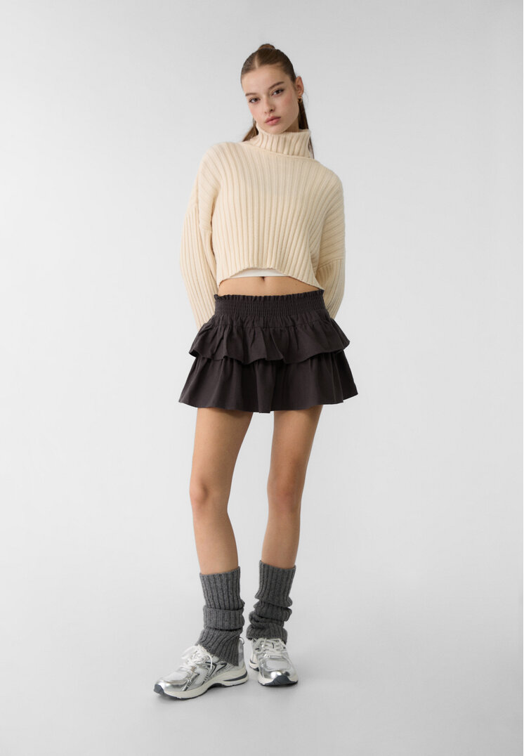 falda pantalon fluida volantes
