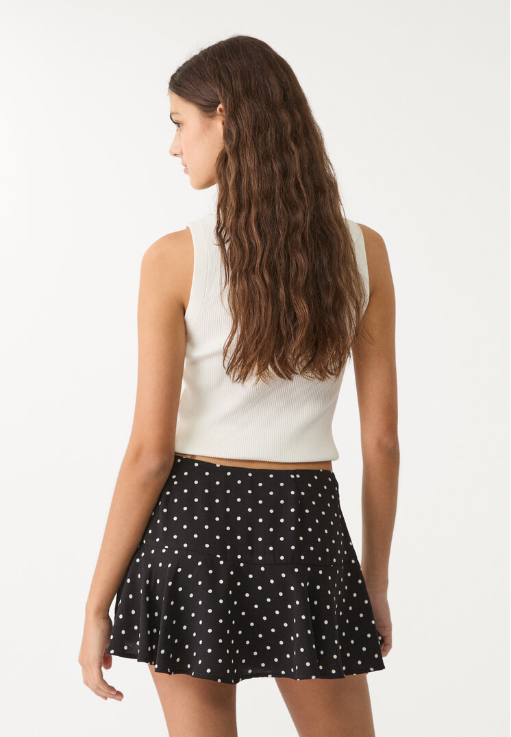 falda pantalon fluida volantes