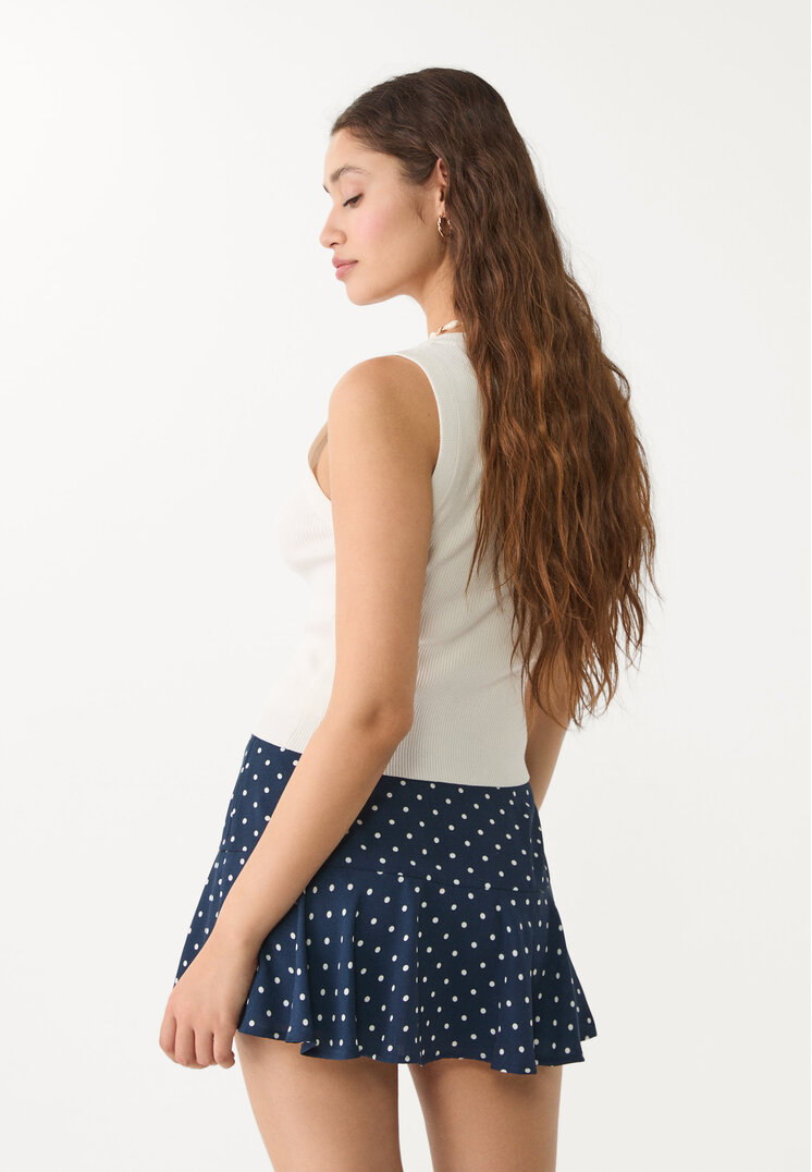 falda pantalon fluida volantes