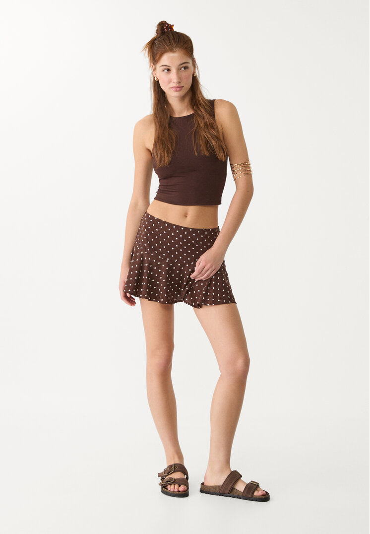falda pantalon fluida volantes