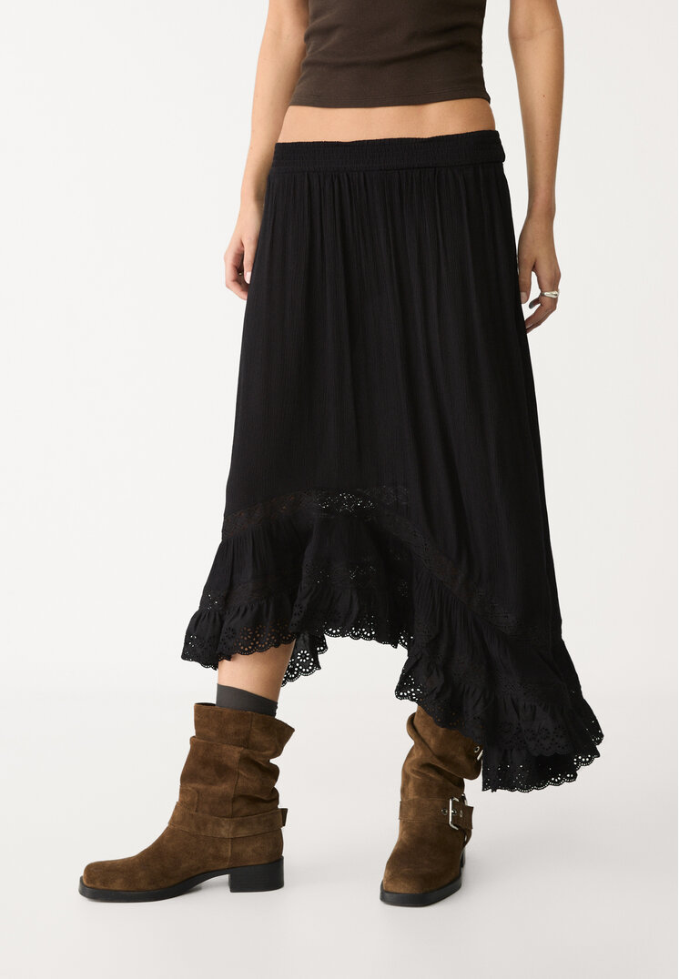 falda midi volante asimetrica