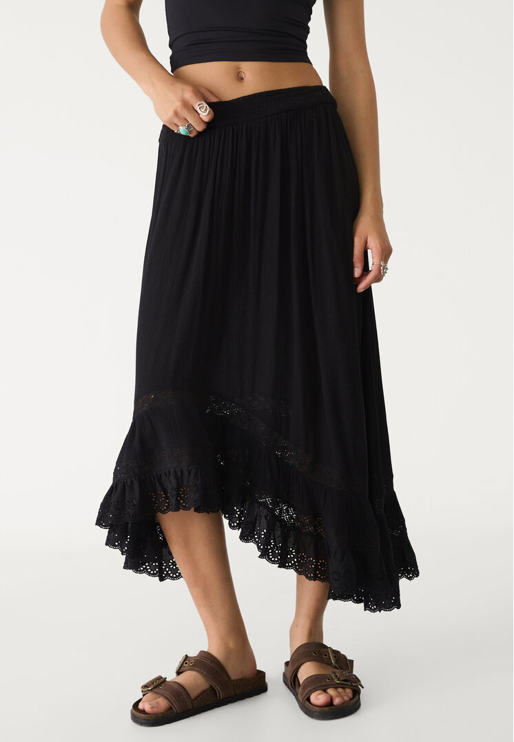 falda midi volante asimetrica