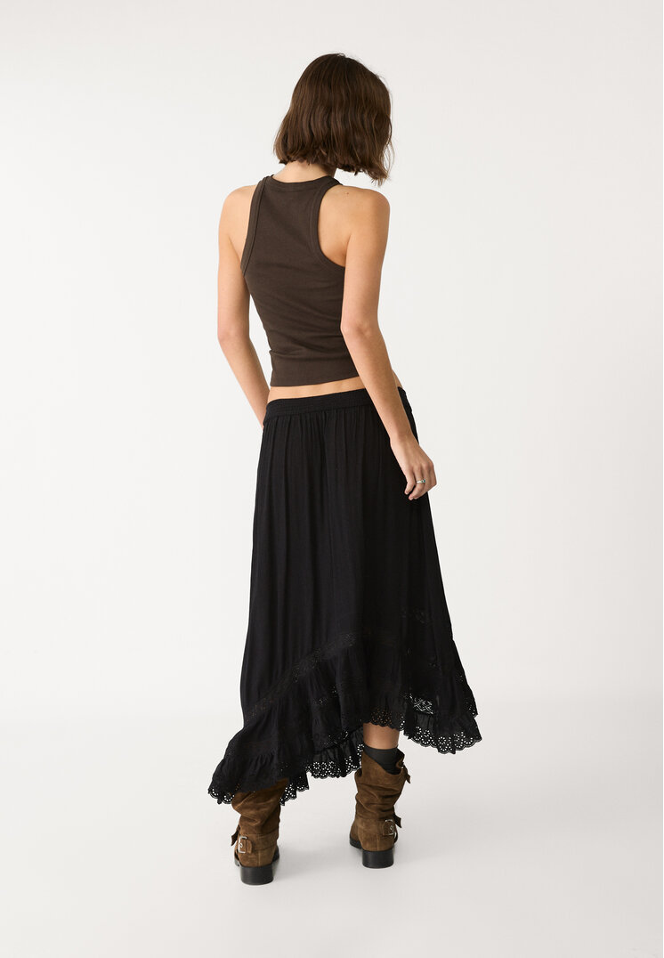 falda midi volante asimetrica