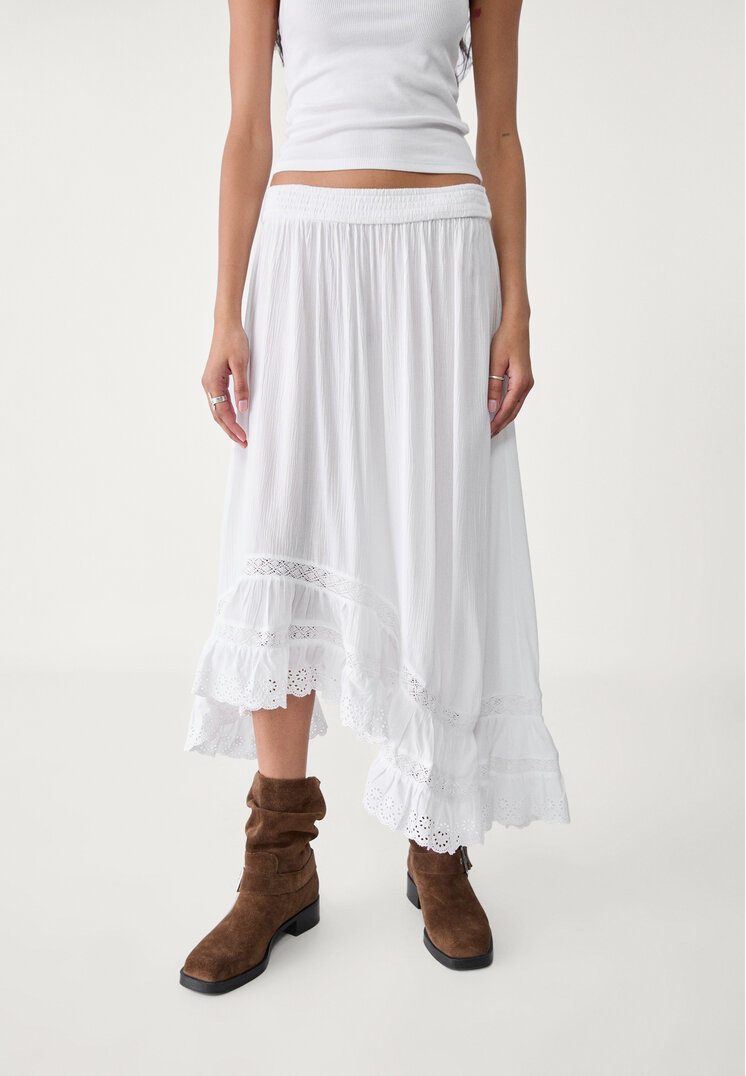 falda midi volante asimetrica