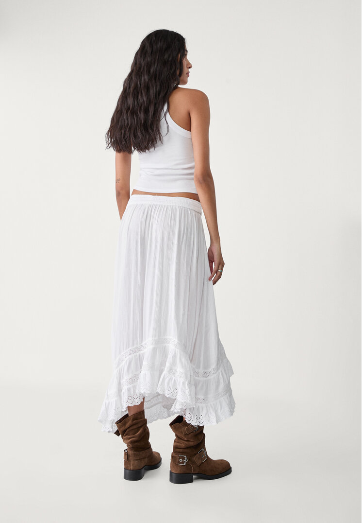 falda midi volante asimetrica