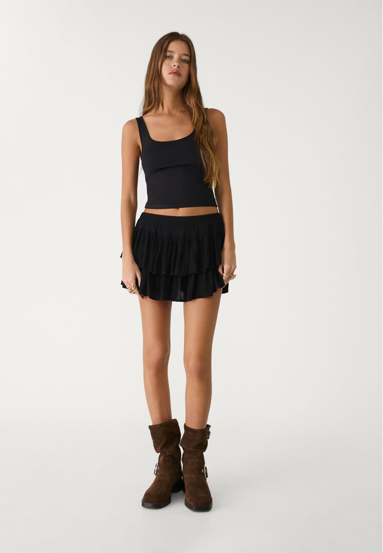 falda pantalon mini volantes