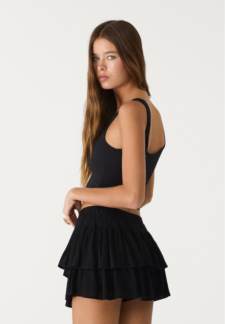 falda pantalon mini volantes